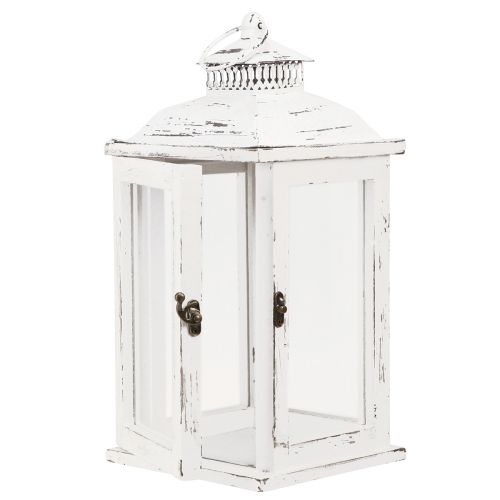 Floristik24 Decorative Lantern Shabby Chic Wood White 17.5x17.5cm H37cm