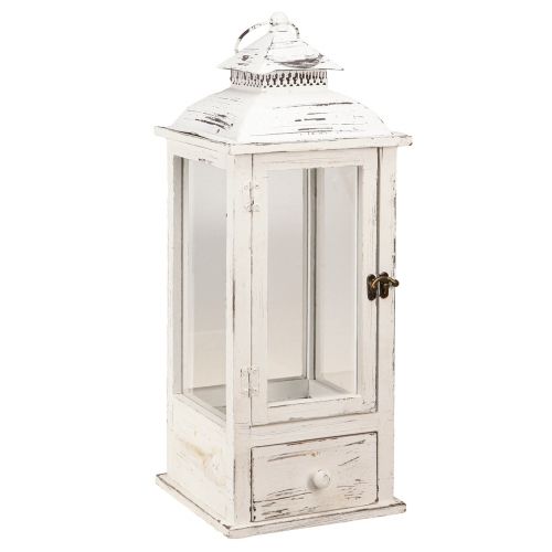 Product Decorative lantern vintage with drawer white 20×20cm H51cm