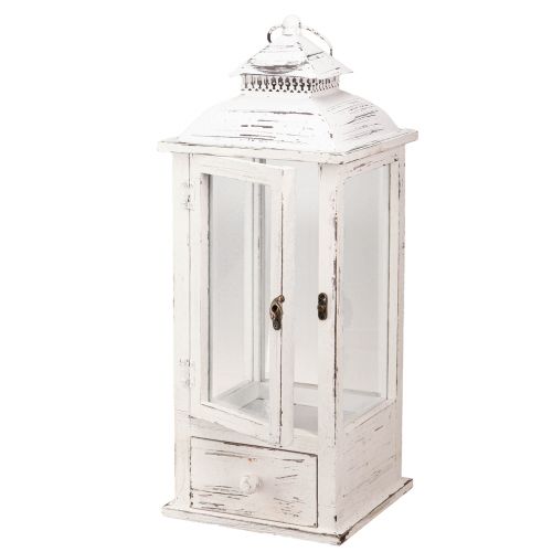 Product Decorative lantern vintage with drawer white 20×20cm H51cm