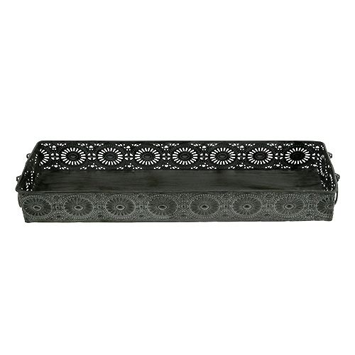 Floristik24 Metal box tray gray 40.5cm x 12.5cm x 5cm