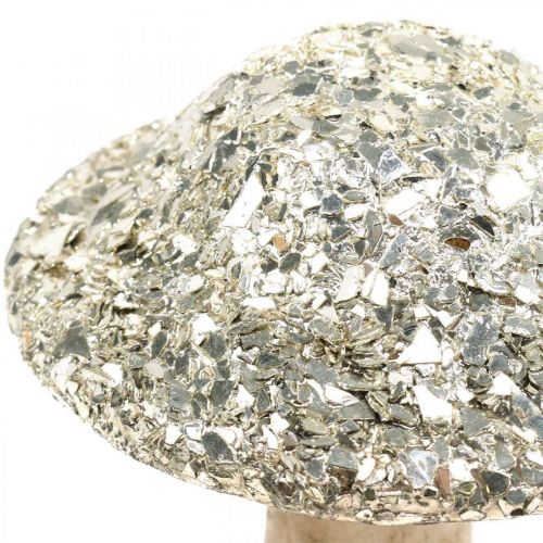 Floristik24 Deco mushroom wood wooden mushroom with golden mosaic pattern H17cm