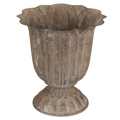 Decorative trophy antique look plant pot grey brown Ø15cm H16cm