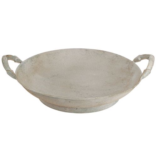 Floristik24 Decorative bowl shabby chic grey metal decoration with handles Ø31cm