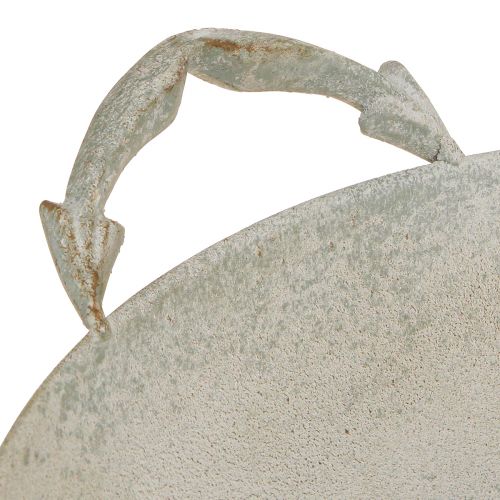 Product Decorative bowl shabby chic grey metal decoration with handles Ø31cm