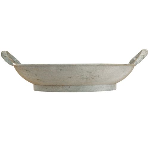 Product Decorative bowl shabby chic grey metal decoration with handles Ø31cm