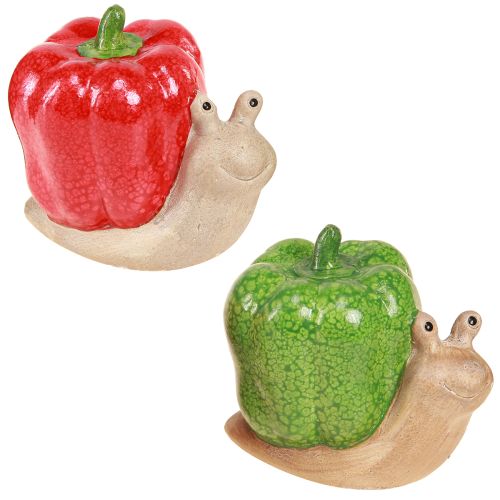 Floristik24 Decorative Snails Ceramic Paprika Red Green H10cm 2 Pcs