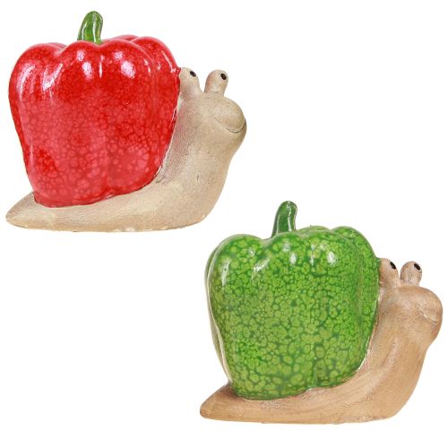 Product Decorative Snails Ceramic Paprika Red Green H10cm 2 Pcs