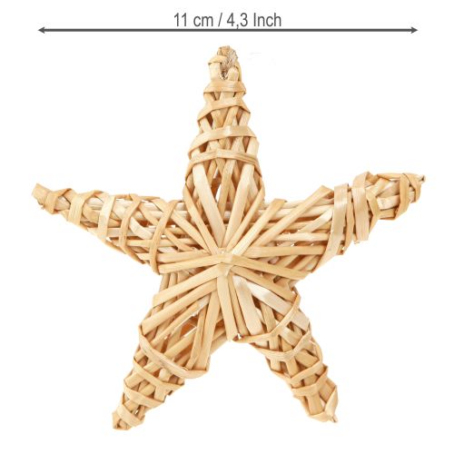 Product Decorative Stars 11cm Christmas Tree Ornaments Made of Natural Rattan, Set of 6
