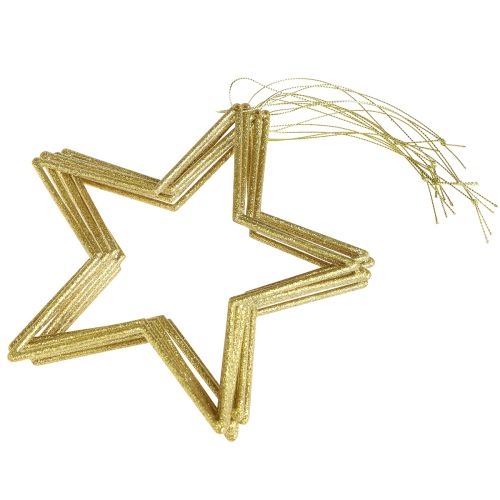 Product Decoration stars gold with glitter tree decoration stars 18cm 8 pcs