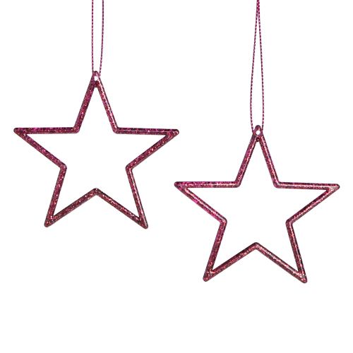 Decorative Stars Christmas Stars for Hanging Berry Glitter 7.5cm 40 pcs