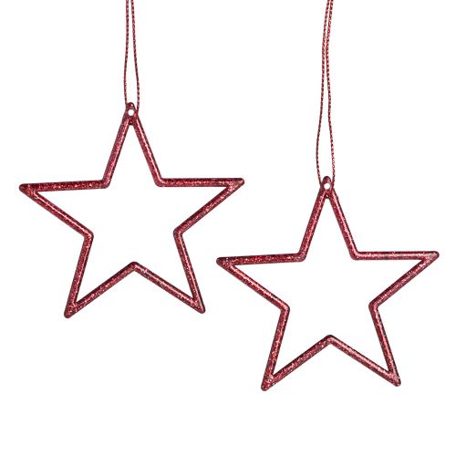 Decorative stars Christmas stars for hanging red 7.5cm 40 pcs