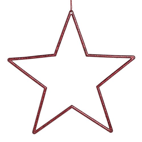 Decorative stars with glitter red stars for hanging 18cm 8 pcs