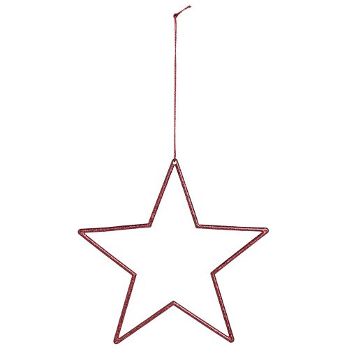 Product Decorative stars with glitter red stars for hanging 18cm 8 pcs