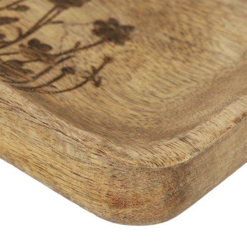 Product Decorative tray wood with floral pattern mango wood 20×15.5cm