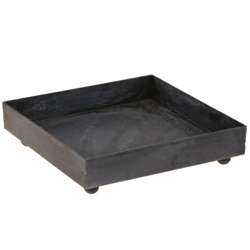 Product Decorative tray metal black grey washed 15×15cm 2pcs
