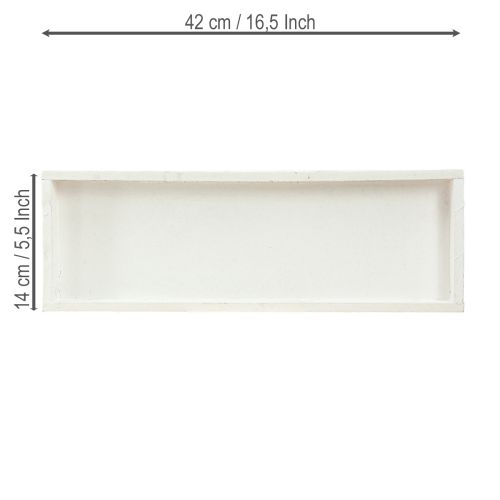 Product Decorative Tray Oblong Wooden Tray White Shabby 42×14×3cm 3pcs