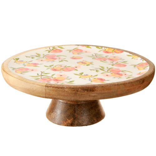 Decorative plate with base mango wood peach motif Ø26cm H9.5cm