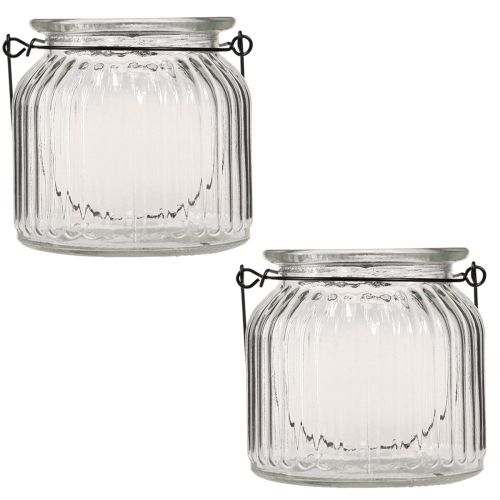 Product Decorative vase retro glass lantern handle Ø10cm H10cm 2pcs