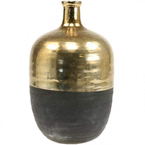 Product Decorative Vase Black/Gold Flower Vase Ceramic Ø18cm H29cm