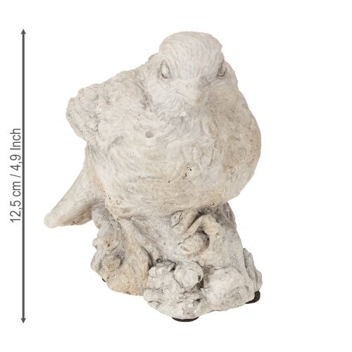 Product Decorative bird figurine sparrow cast stone white washed H12.5cm