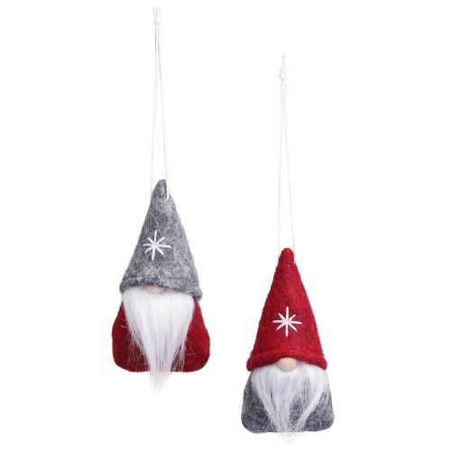 Product Decoration gnome Christmas tree decoration felt red grey 5×9cm 6 pcs