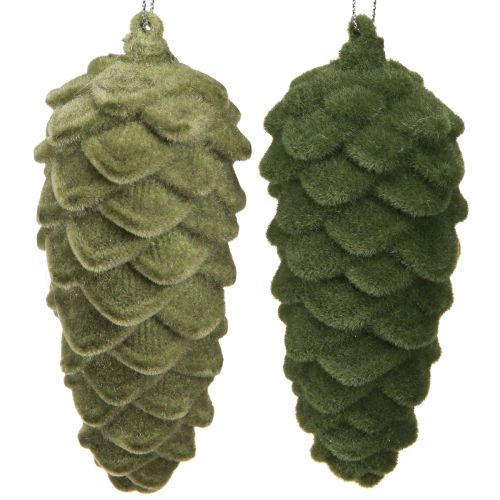 Product Decorative green pine cones, hangers, Christmas decoration, set of 6