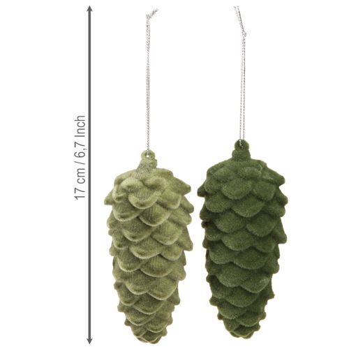 Product Decorative green pine cones, hangers, Christmas decoration, set of 6
