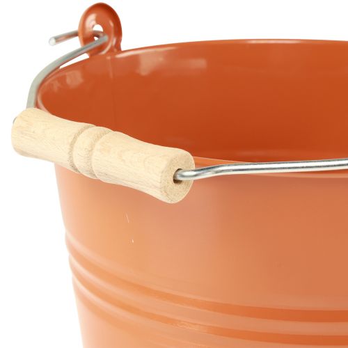 Product Decorative bucket metal planter orange brown Ø22cm H21.5cm 6L