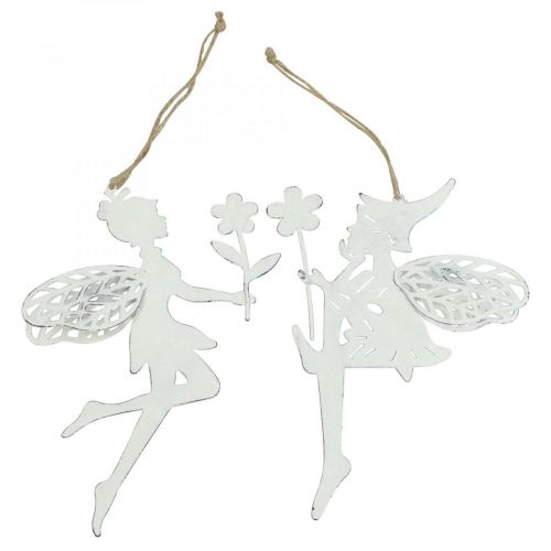 Product Deco elves window decoration spring metal white H20cm 4pcs