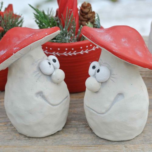 Product Mushrooms to decorate, New Year's Eve decoration, forest mushrooms, concrete decoration red, white H10cm W12.5cm 2pcs
