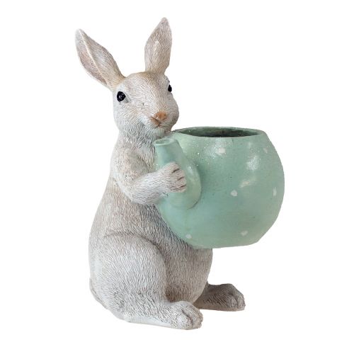 Decorative rabbit with teapot decorative figure table decoration Easter H22,5cm