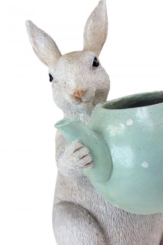 Product Decorative rabbit with teapot decorative figure table decoration Easter H22,5cm