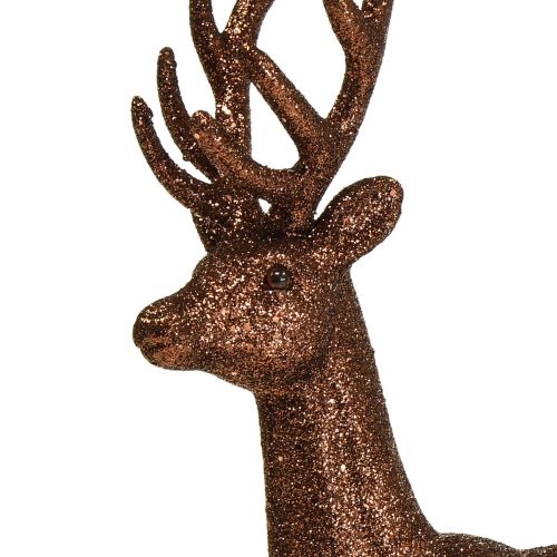 Product Deco deer reindeer copper decoration figure glitter H37cm