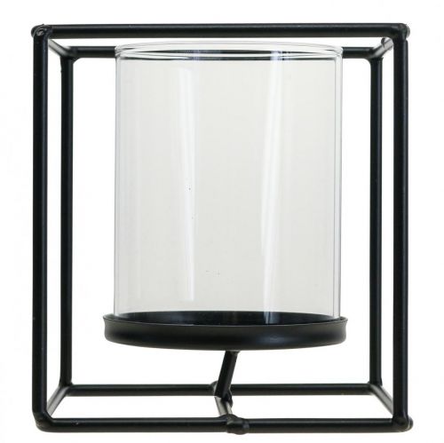 Product Decorative Candle Holder Black Metal Lantern Glass 12×12×13cm