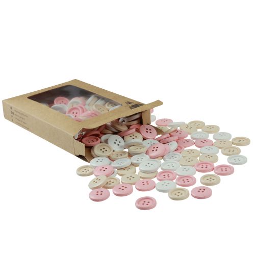 Product Decorative buttons for crafts wood Ø2cm cream pink white 210pcs