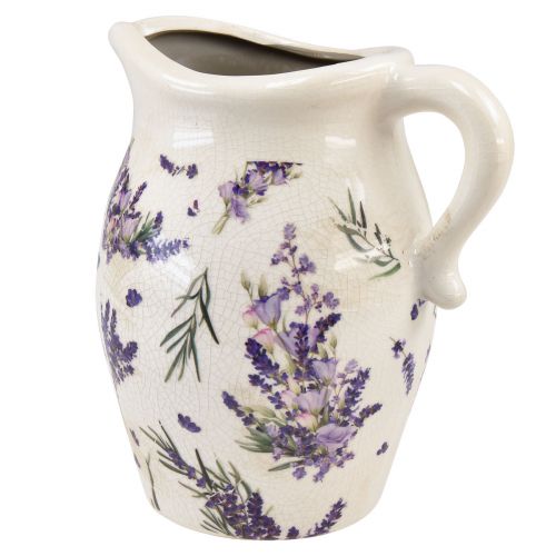 Product Decorative jug stoneware lavender purple cream table decoration H21cm