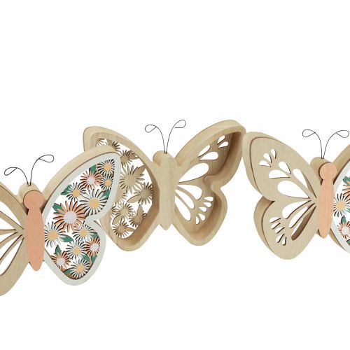 Product Decorative butterfly wood flowers 15x12cm natural/colorful 3pcs