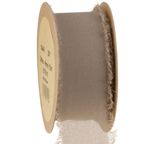 Product Decorative ribbon brown chiffon ribbon mud brown 40mm 15m
