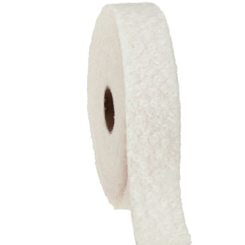 Product Decorative ribbon cream wide ribbon wool look fabric ribbon 40mm 8m