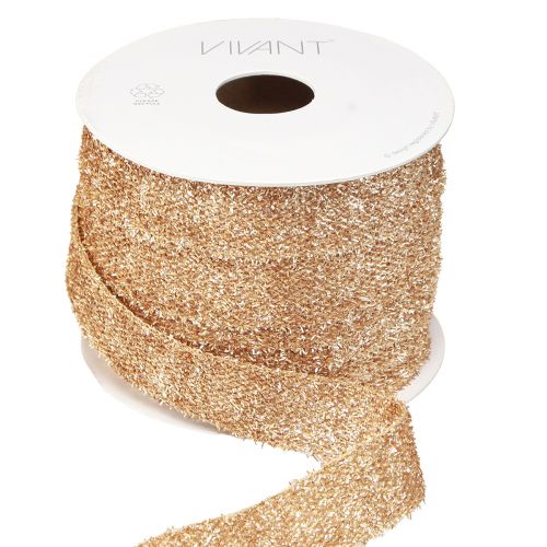 Floristik24 Decorative ribbon gold glitter ribbon Christmas ribbon W20mm L15m