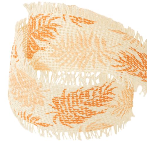Product Decorative ribbon leaves rainforest cotton ribbon orange 30mm 15m