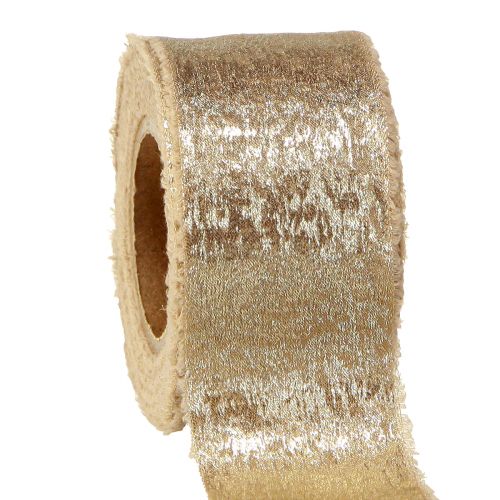 Decorative ribbon, decorative ribbon, beige gold, width 40 mm, length 10 m