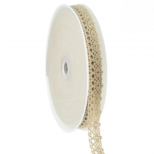 Floristik24 Decorative ribbon lace beige decorative ribbon W16mm L20m