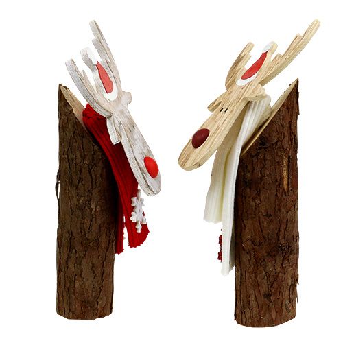 Floristik24 Dekofigur wood elk with scarf 30cm 2pcs