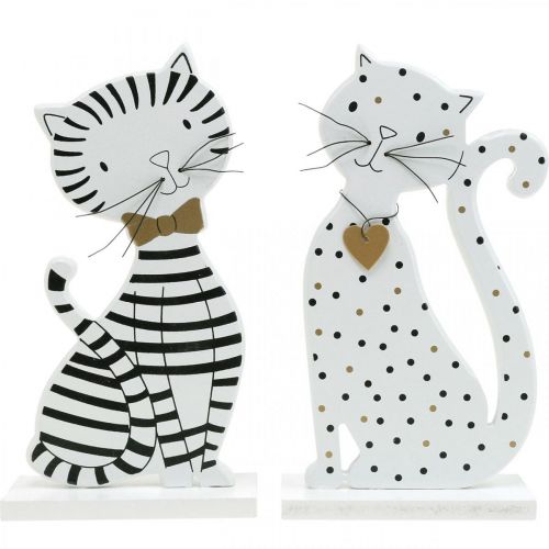 Floristik24 Deco figure cat, shop decoration, cat figures, wooden decoration 2pcs