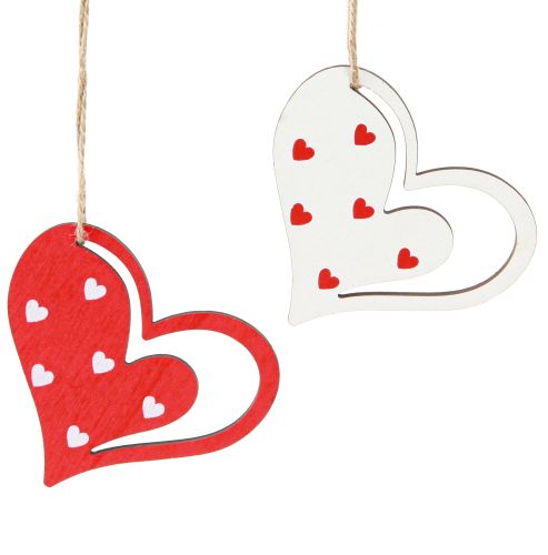 Decorative Hanging Heart Decoration for Mother&#39;s Day Red White 7.5cm 12 Pcs