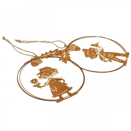 Product Decorative hanger rust autumn decoration decorative ring metal Ø13cm 4 pcs