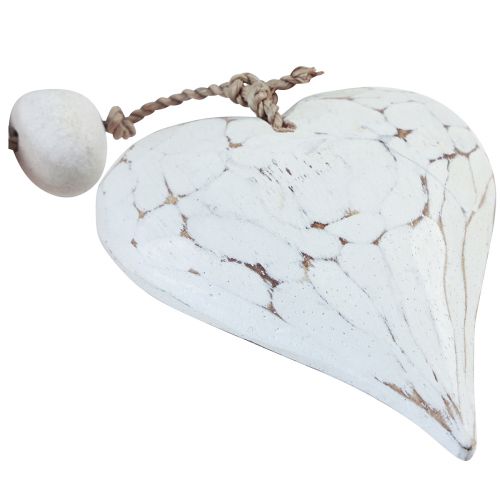 Product Decorative hanging wood round wood hearts white natural H85cm