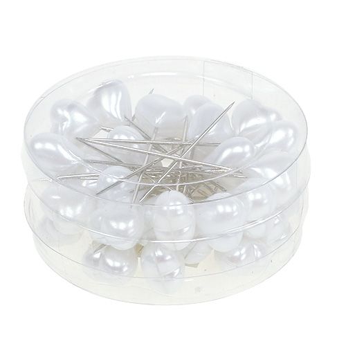 Floristik24 Decorative heart pin white 1.5cm 36pcs