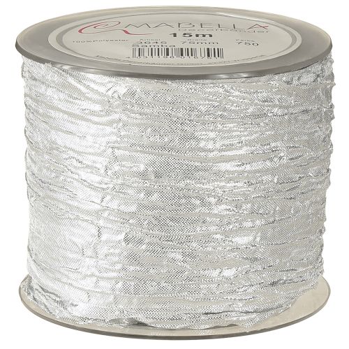 Product Decorative ribbon gift ribbon table ribbon silver light 75mm 15m